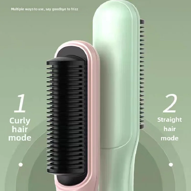 New Negative Ion Straight Hair Comb 2 in 1 Hair Straightener Brush and Curler Hair Straightener with Fast Heating and Anti-Scald