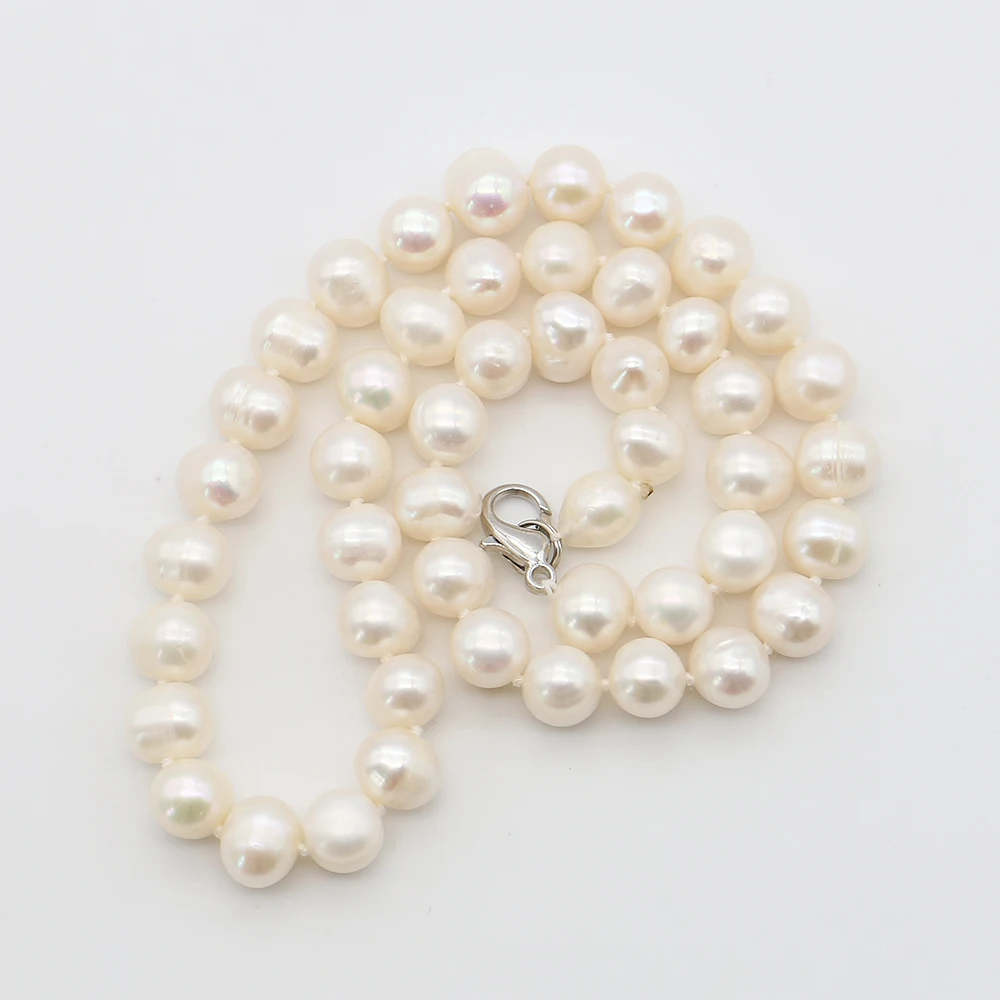 Fashionable Exquisite Natural Threaded Round Polished Straight‑hole Pearl Beads with Lobster Clasp Necklaces Jewelry Gifts