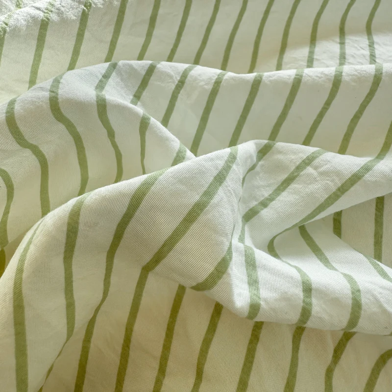 Pure Cotton Home Textile Striped Bedding Set Simple Soft Duvet Cover Sheet Pillowcase Ins Style Bed Linens Queen King Size 2025