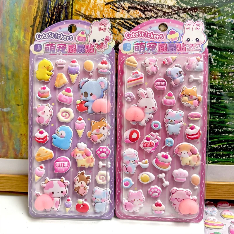 1 Uds. De pegatinas Kawaii suaves y bonitas de conejo pequeño 3D, pegatinas relajantes a tope, pegatinas decorativas para libros móviles DIY, regalo de Festival