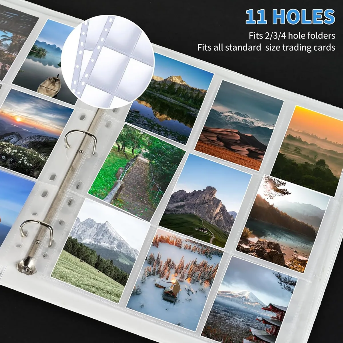 50 Pack 9 Pocket Card Sleeves Holds 900 Cards Double Sided Trading 3 Ring Binder Pages Sports Album Holder Baseball Game view 5