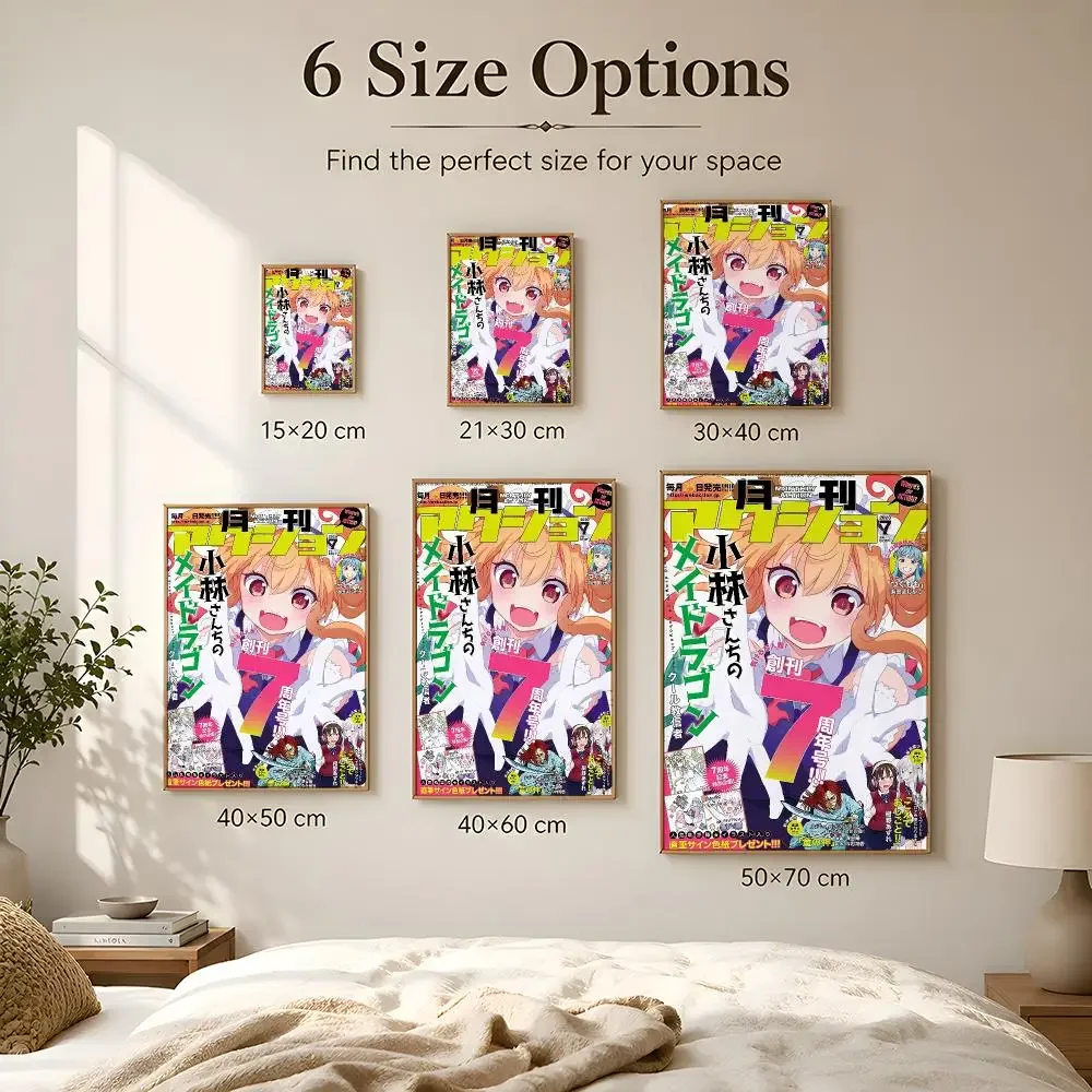 K-Kobayashis D-Dragon Maid Poster Peel And Stick Matte PVC Removable Waterproof Frameless Bedroom Living Room Decor