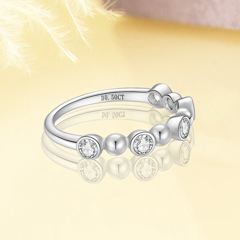 

Anziw модное кольцо с муассанитом цвета 3 мм D для женщин, 100% серебро 925 пробы, позолоченные кольца с пятью камнями, кольца на палец, ювелирные изделия, сертифицированные