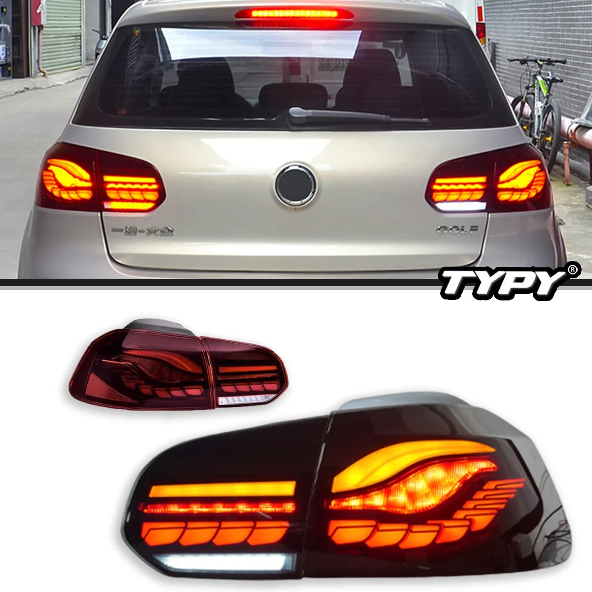 Voll-LED-Rückleuchten, Rückleuchten, MK6 Golf R20 GTD, für VW Golf 6, Dragon Scale, Rückleuchten, M4-Design, DRL-Blinker, 2008–2014