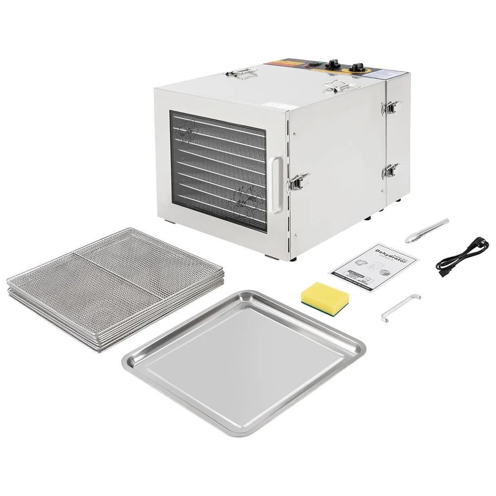 Electric Stainless Steel Commercial Use Fruits Vegetables Dehydration Machine 10 Racks 55L Capacity