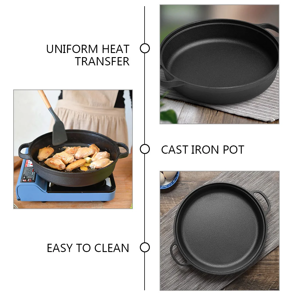 

Cast Iron Saucepan Pot Household Mongolian Stew Pot Thickened Bottom Even Heating Cooking Pan Outdoor Indoor Cooking Cookware