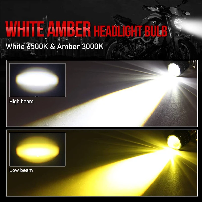 1pcs H4/P15D/BA20D  Motorcycle Headlight 6000K Hi/Lo Beam Light Led lights for motorcycle Motorcycle accessories yellow white image 4