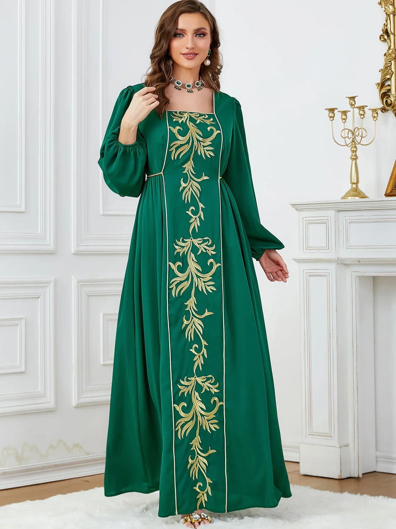 Morocco Abayas Arab Embroidery Long Robe Women Party Eid Muslim Dresses Jalabiya Ramadan Dubai Kaftan Islam Lace Up Vestidos