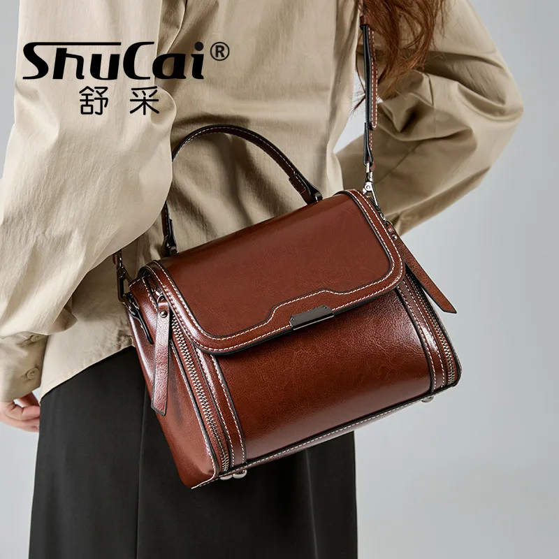 Genuine Leather Women\'s Crossbody Bags Female Commuter New Handheld Shoulder Bags luxury handbags