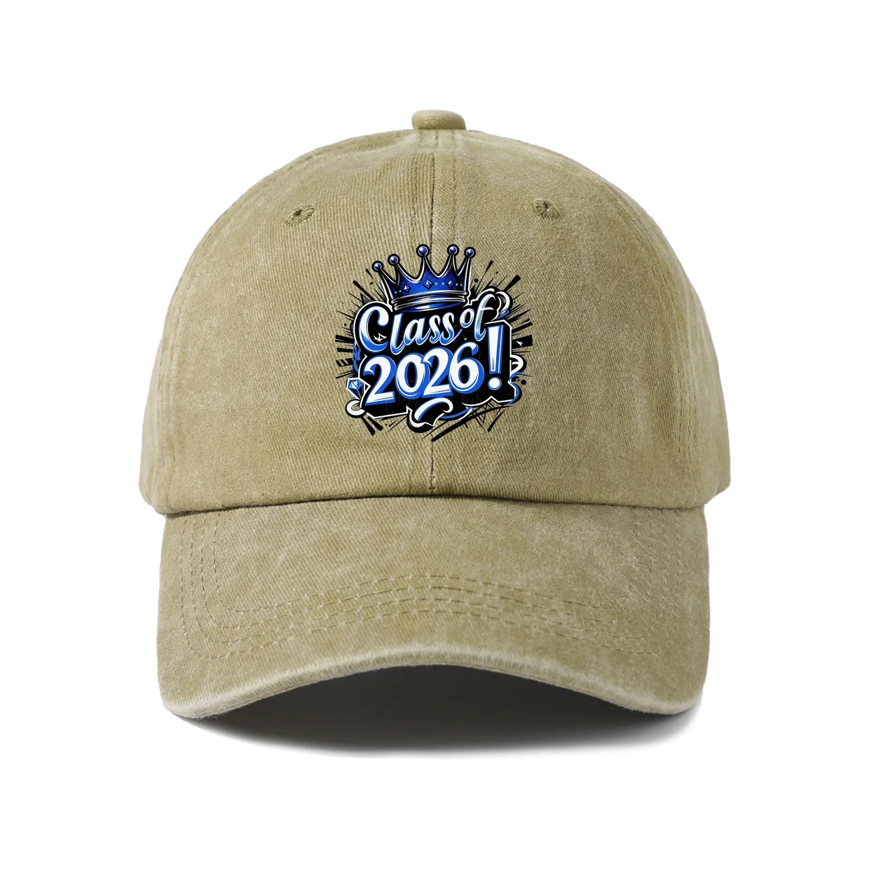 Class of 2026 Crown Graphic Vintage Washed Baseball Cap, Adjustable Unisex Dad Hat for Men and Women