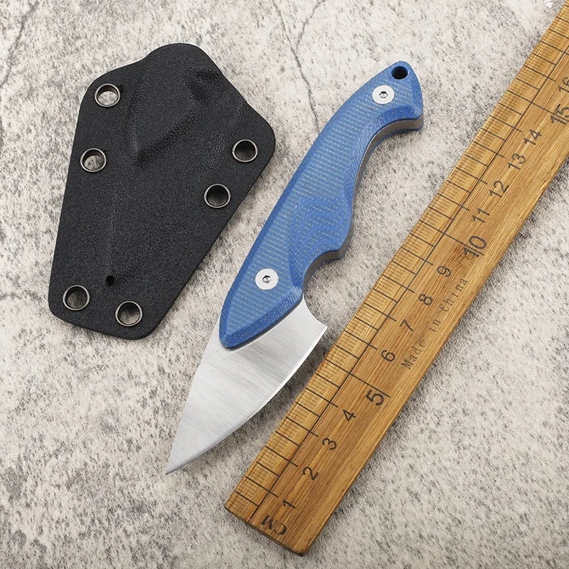 

RHON Mini Fixed Blade Knife High Carbon 14C28N Blade Outdoor Camping Slice Rope Cutting Neck Knives G10 Handle with Kydex Sheath