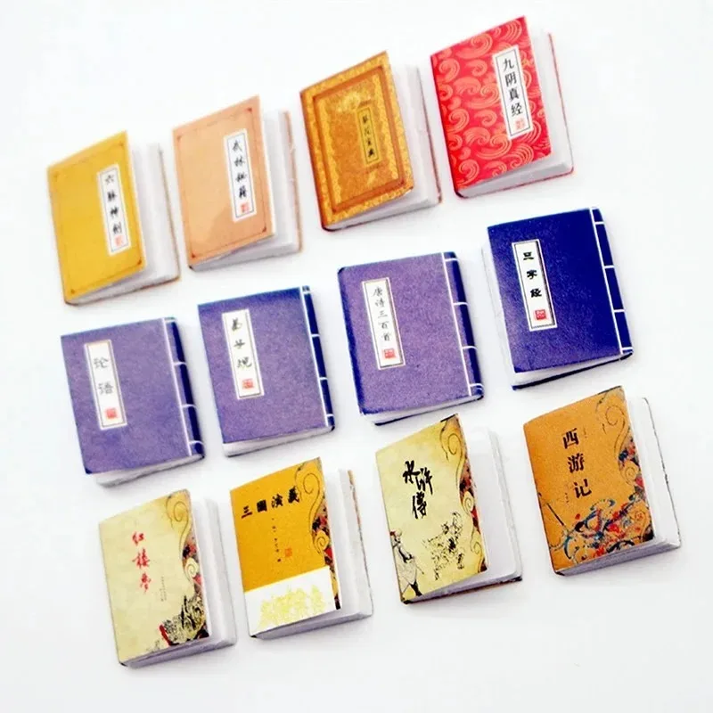4Pcs Mini Classic Novel Book Set, Dollhouse Study Room Decor Accessories