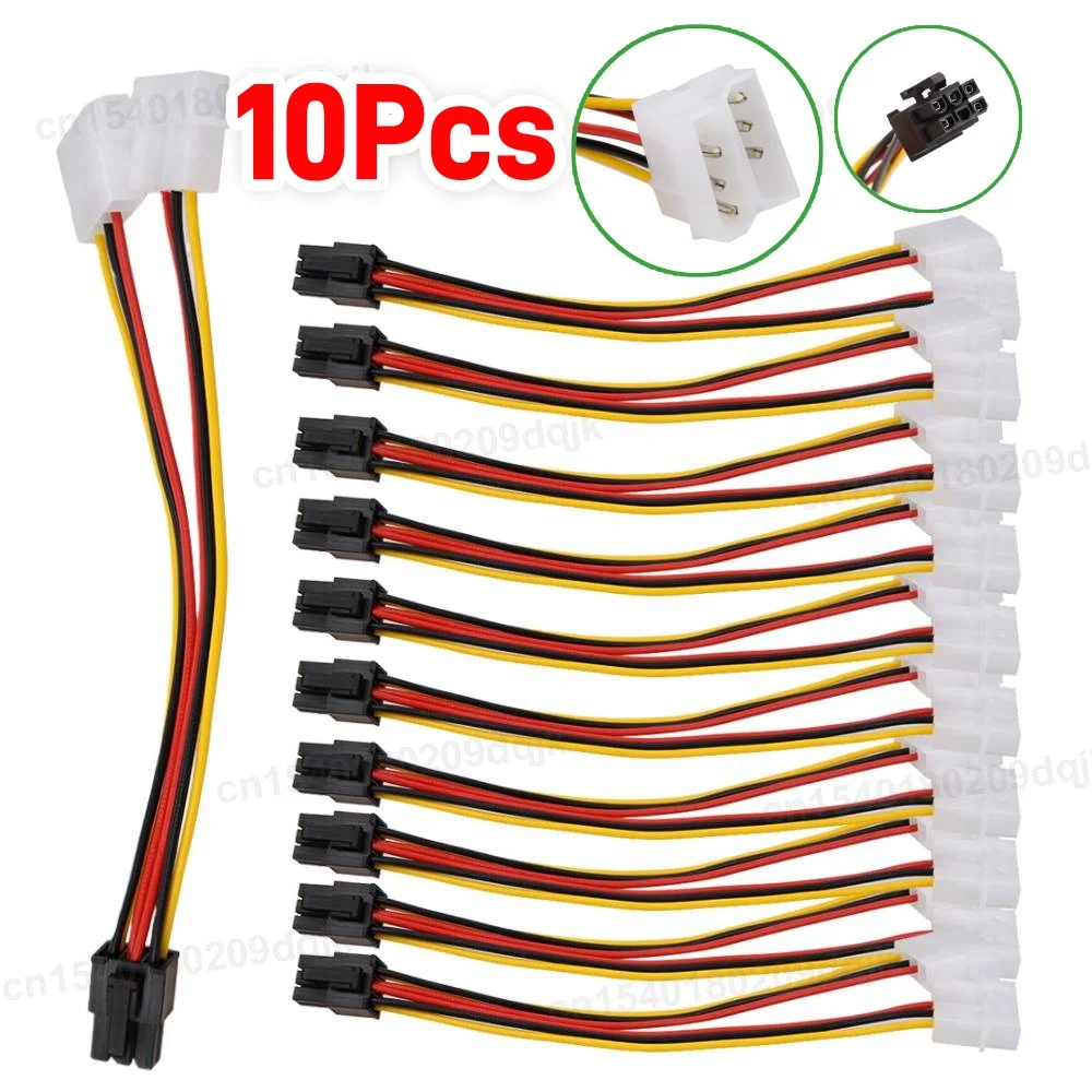

10PCS 2 IDE Dual 4pin Molex IDE Male to 6 Pin Female PCI-E Y Molex IDE Power Cable Adapter Connector for video card Dropship
