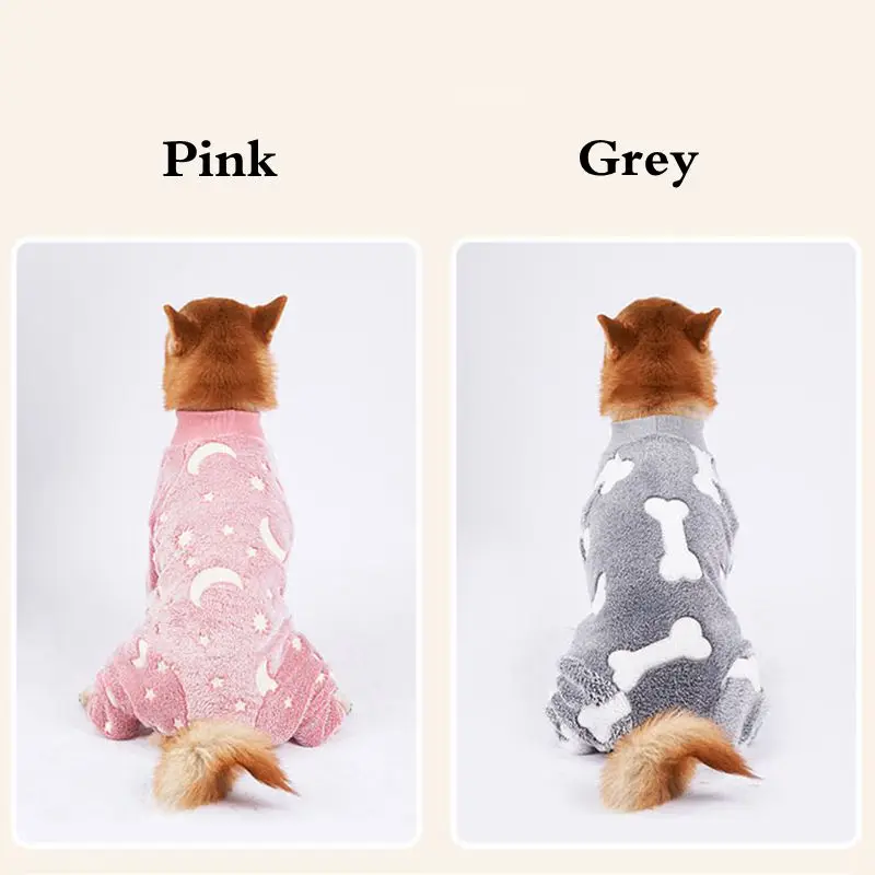 Dog Pajamas Four Legs Pet Fleece Jumpsuit Winter Warm Dog Jumpsuit Cute Pet Clothes Onesies for Medium Large Dogs Labrador Coat