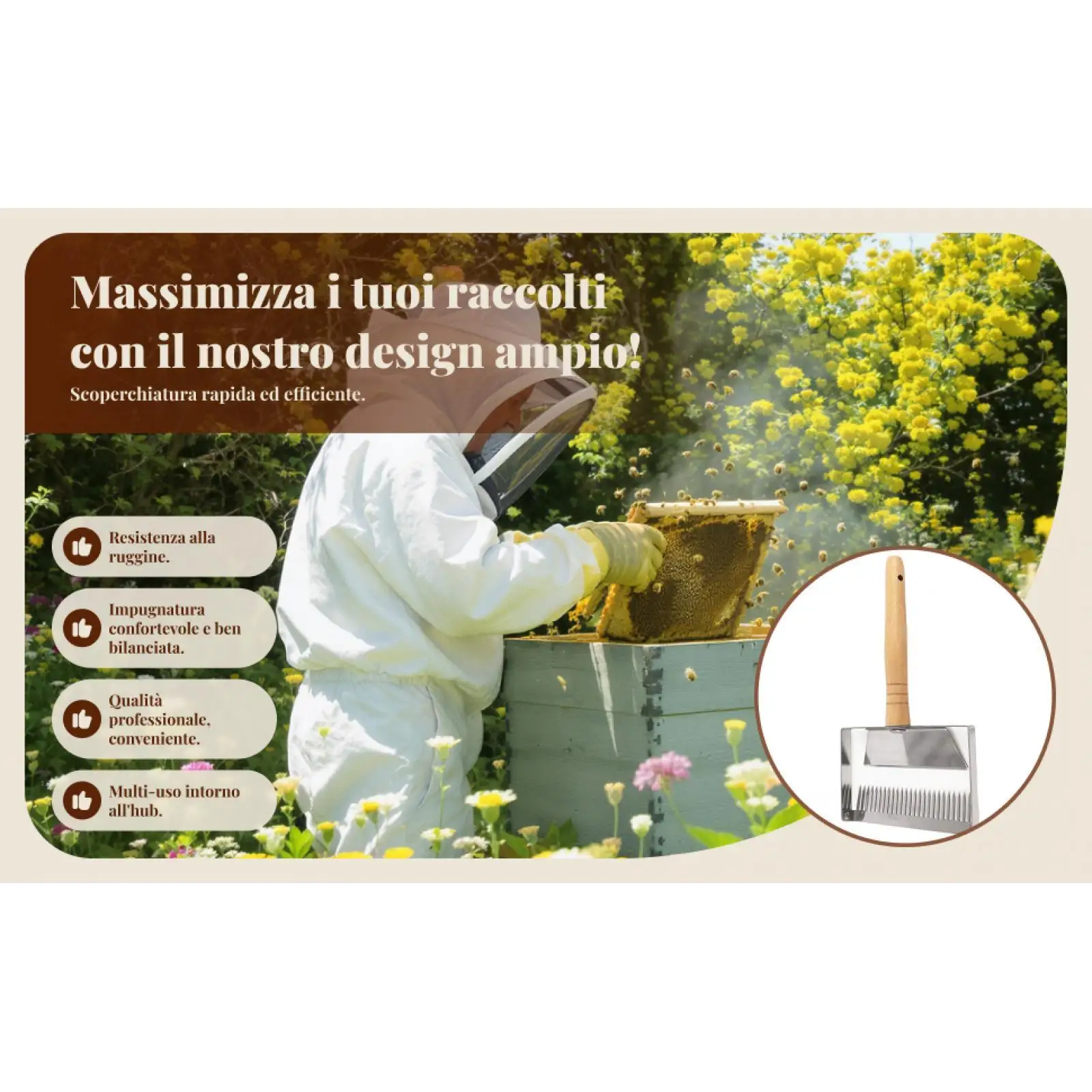 Widened Uncapping Fork Hive Tool Durable Stainless Steel Beekeeping Accessories for Beekeeper Honey Extraction
