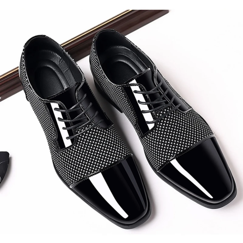 

Мужские туфли дерби из лакированной кожи, размер 38-50, повседневные деловые свадебные модельные туфли, формальные офисные туфли для свадьбы, мужской официальный костюм
