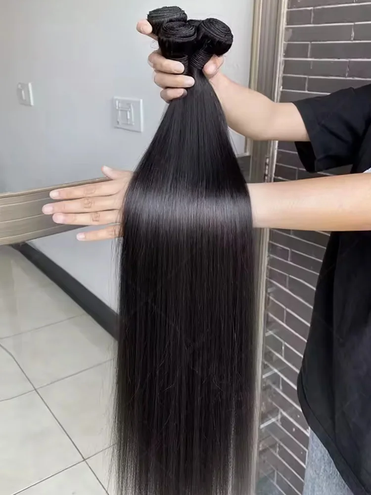 

Прямые 100% пучки человеческих волос Bone, 12А, бразильские пучки натуральных волос для женщин, необработанные натуральные черные наращивания