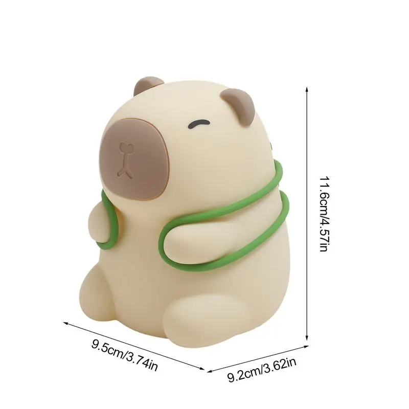 Imagem -05 - Cute Cartoon Capybara Night Light Lâmpada Animal de Silicone Macio Luz Decorativa do Sono Lâmpada de Cabeceira para Crianças