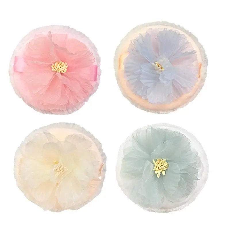 3D ruban fleur double face velours floqué Ultra grand moelleux bouffée de poudre libre pour le maquillage du corps bouffée libre outil de maquillage sec et humide