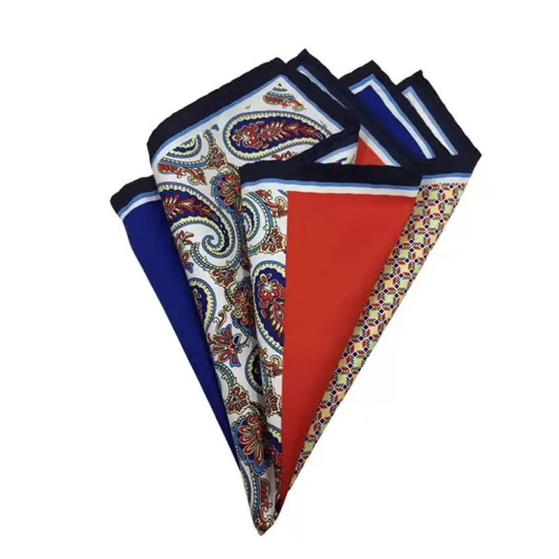 Lenço masculino com padrão vintage, quadrado de bolso clássico da moda para negócios, eventos casuais e semi-formais