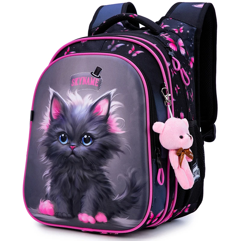 Sacos escolares Kawaii para crianças, gato dos desenhos animados, mochilas ortopédicas para mochilas escolares, mochilas infantis, alunos da primária