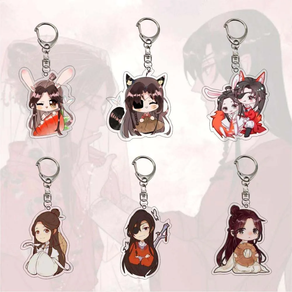 Anime Acrylic Keychain Cute Cartoon Print Key Rings Q Version Characters Car Interior Accessories Bag Pendant Jewelry Gift