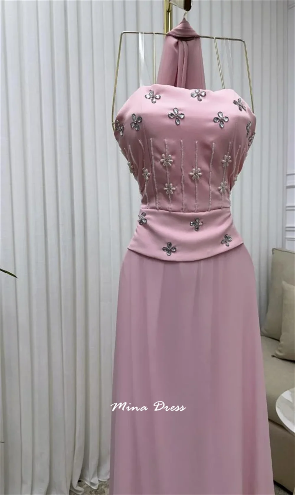 

Mina Sleeveless Prom Dresses for Special Occasions Customized Sequins Bead Luxurious Women's Evening Dresses Party Elegant Woman