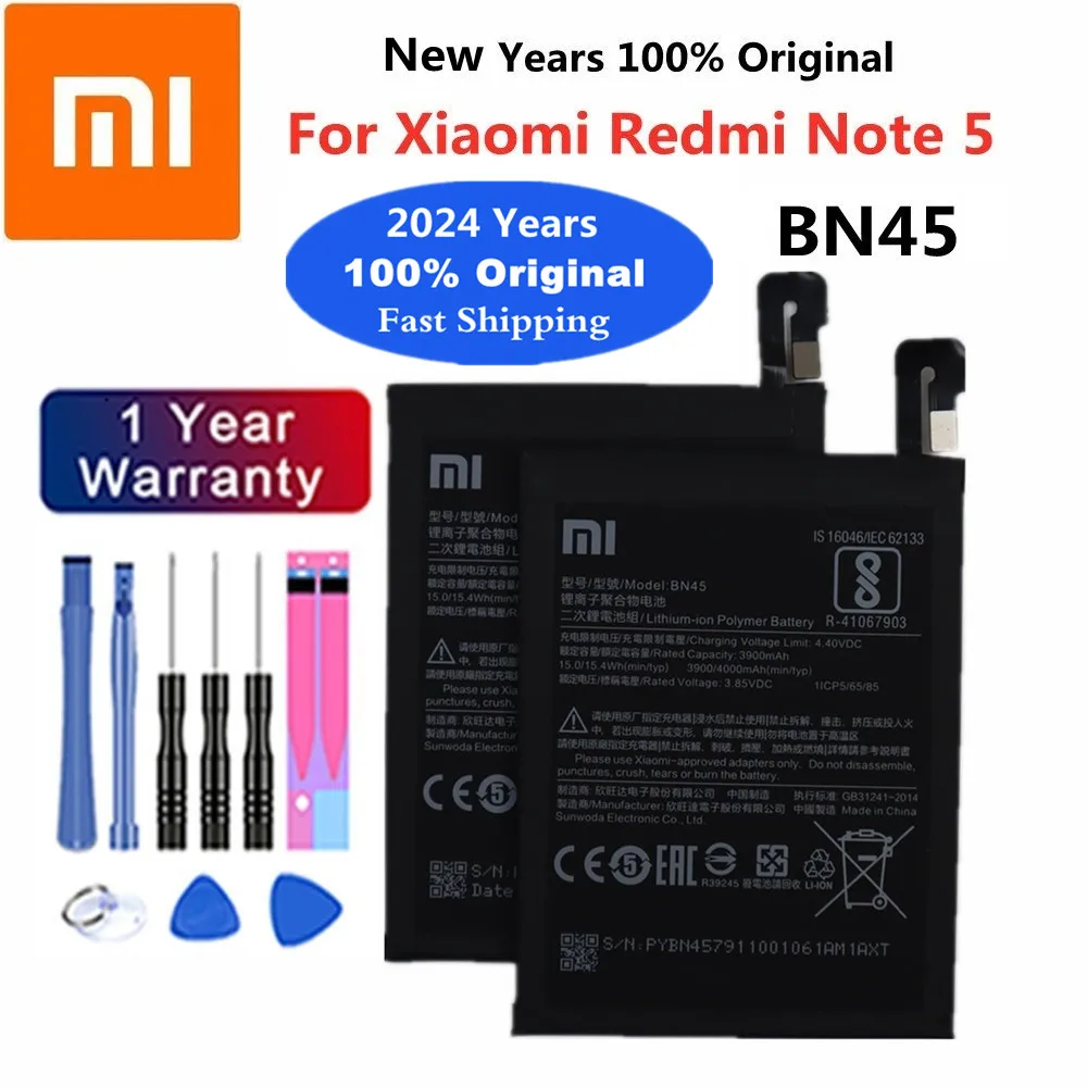 

High Quality 4000mAh BN45 Xiao mi Original Battery For Xiaomi Redmi Note 5 Note5 Phone Replacement Battery Bateria Fast Shipping