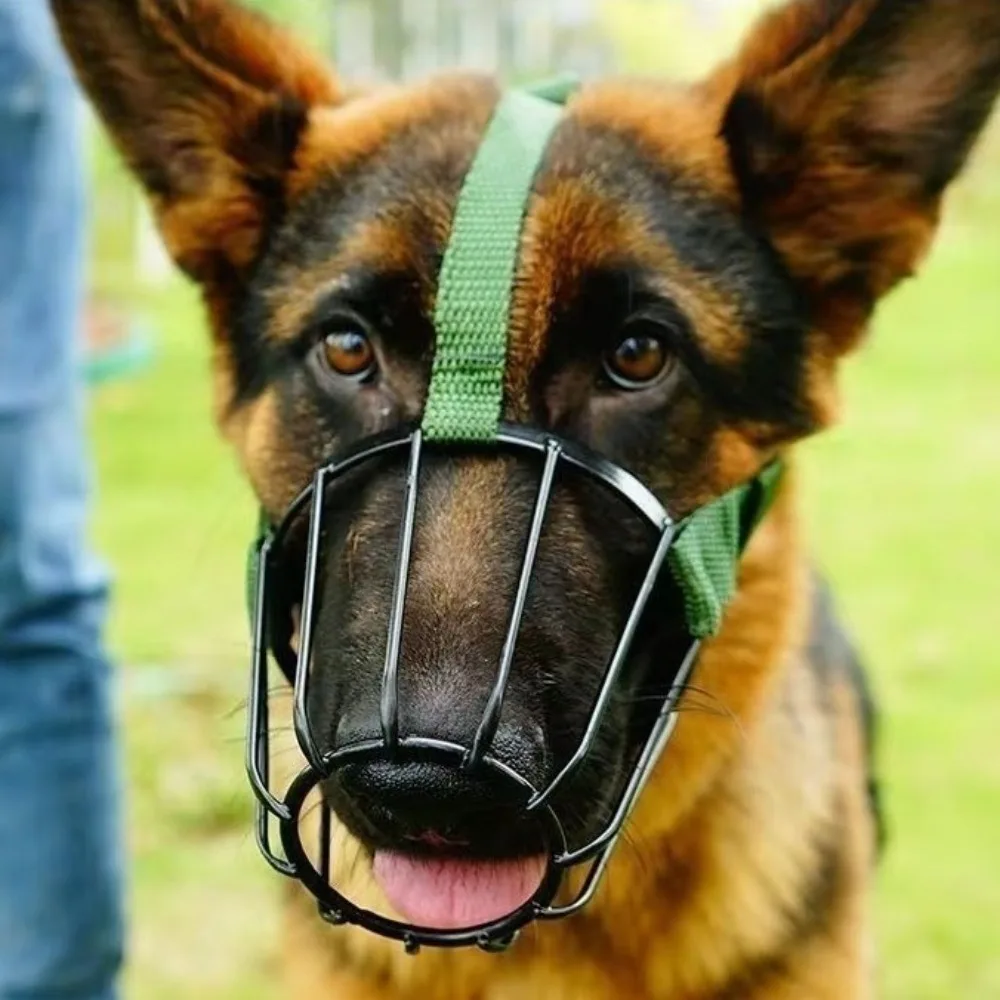 Breathable Dog Anti-Bite Metal Muzzle Adjustable Anti-Bite Metal Dog Mask Anti-Bark Heat-Proof Golden Retriever Mask Bulldog