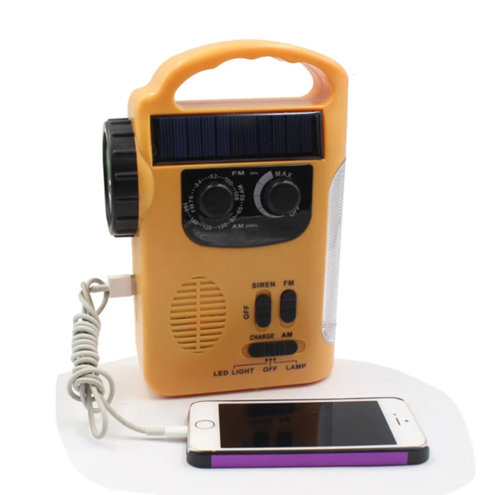 Portable Emergency Radio FM AM Radio Outdoor Mobile Phone Charger Solar Hand Crank Rechargeable Radio LED Flashlight Wholesale