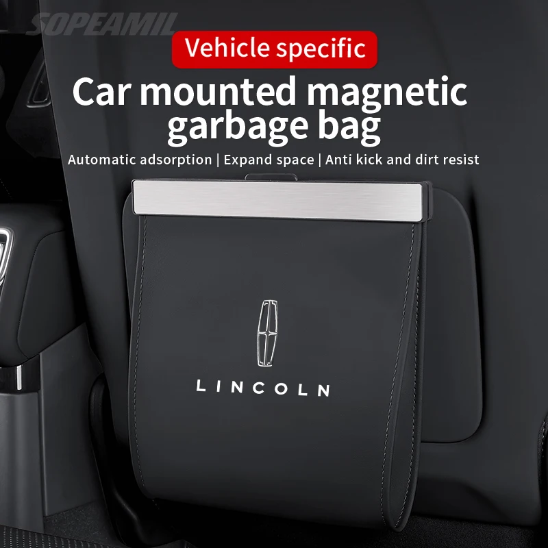 

Lincoln Z Navigator Aviator Nautilus Corsair MKZ MKC MKX MKS Car Garbage Bag Led Light Seat Back Hanging Trash can Storage Bag