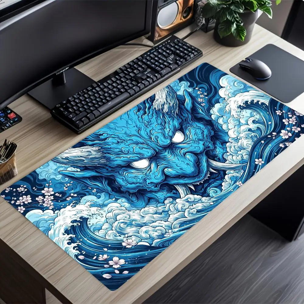 Oni Mask Mousepad Pc Accessories Desk Interior Gaming Mats Playmat Carpet Mouse Mat Desk Pad Office Decor Gamer Setup Decoration