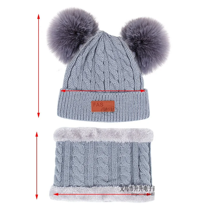 Conjunto de chapéu e luvas de malha para bebês meninos e meninas, gorro grosso e quente, luvas para bebês, inverno, 1-5 anos de idade