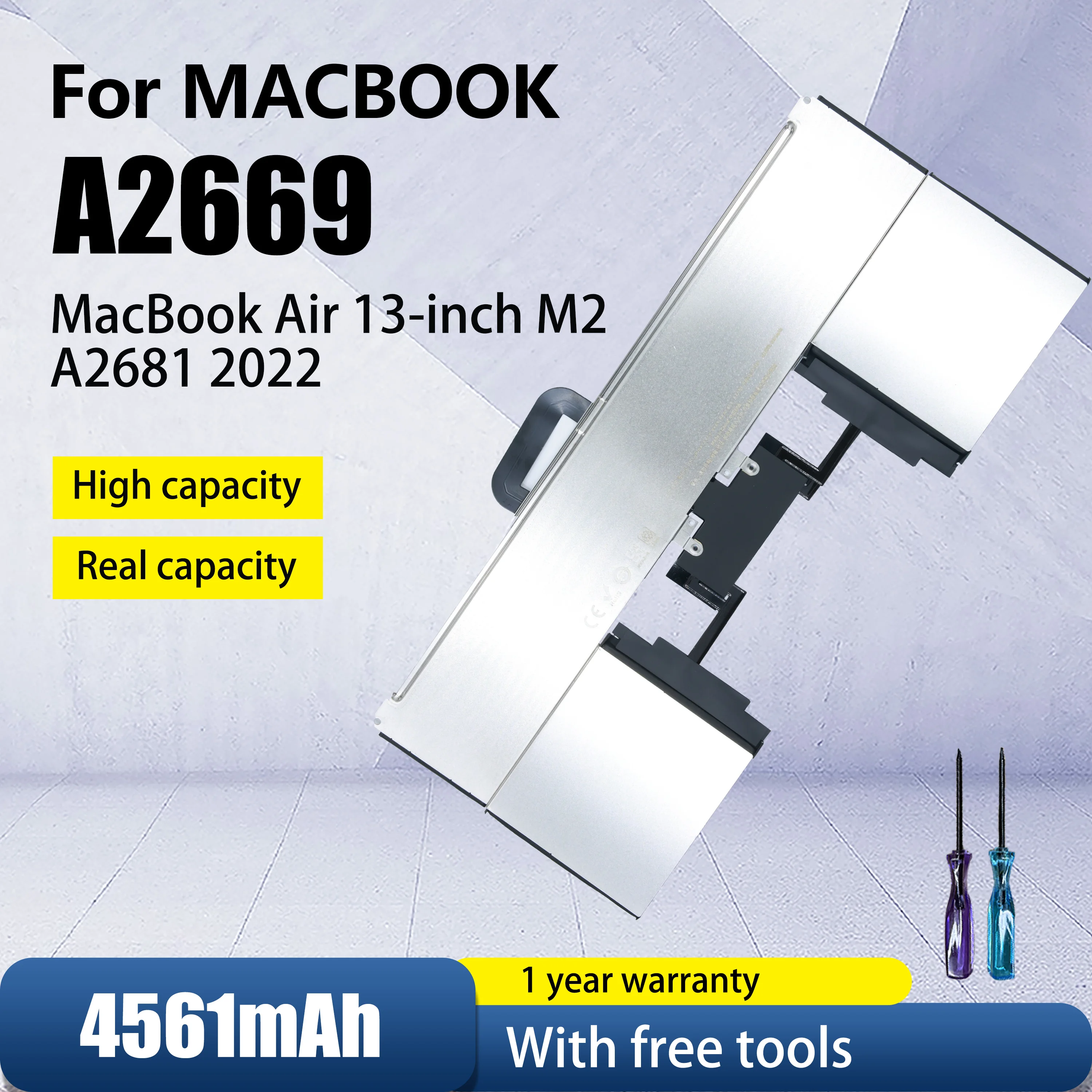 

Новый аккумулятор для ноутбука A2669 A2681 для Apple MacBook Air 13 дюймов M2 2022 год 11,54 В 52,6 Втч 5762 мАч для MacBook Air 13 A2681 A3113