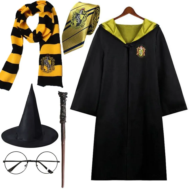 Hogwarts mago bambini adulti Halloween Cosplay Gryffindor School Robes Cape Costume Wizard Hat Tie sciarpa mantello vestiti regali