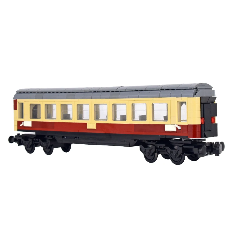 MOC City kreatywny piętrowy pociąg pasażerski Rheingold ekspres kolejowy klocki do budowy cegła DIY zabawka techniczna na prezenty dla dzieci