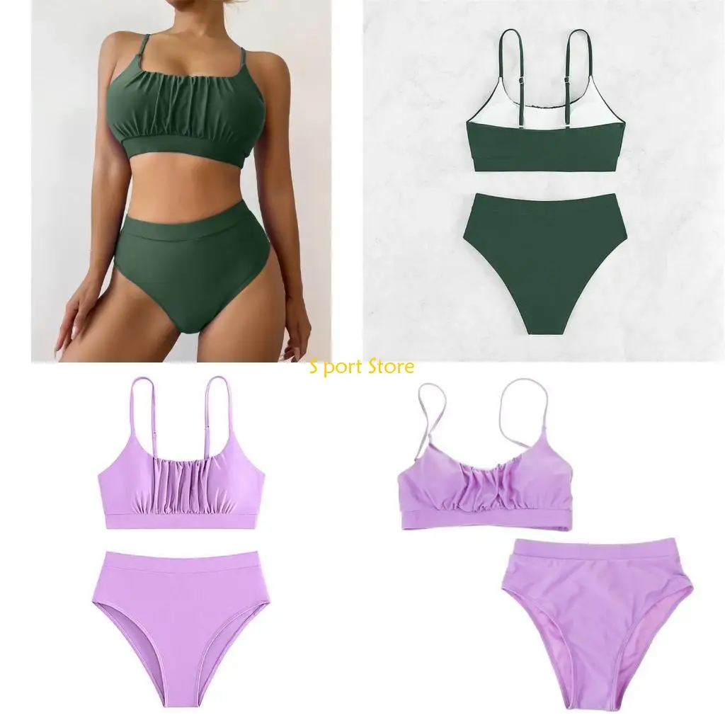 

U2JB Stylish Ruched Swimwears for Women Ruched Swimsuit High Waist Tummy Controlled Bathing Suit Padded Swimming Costume