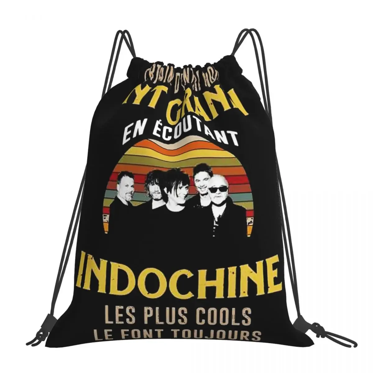 Best Of Indochine Band Logo Exselna Genres Rock Backpacks Drawstring Bags Drawstring Bundle Pocket Sports Book Bags