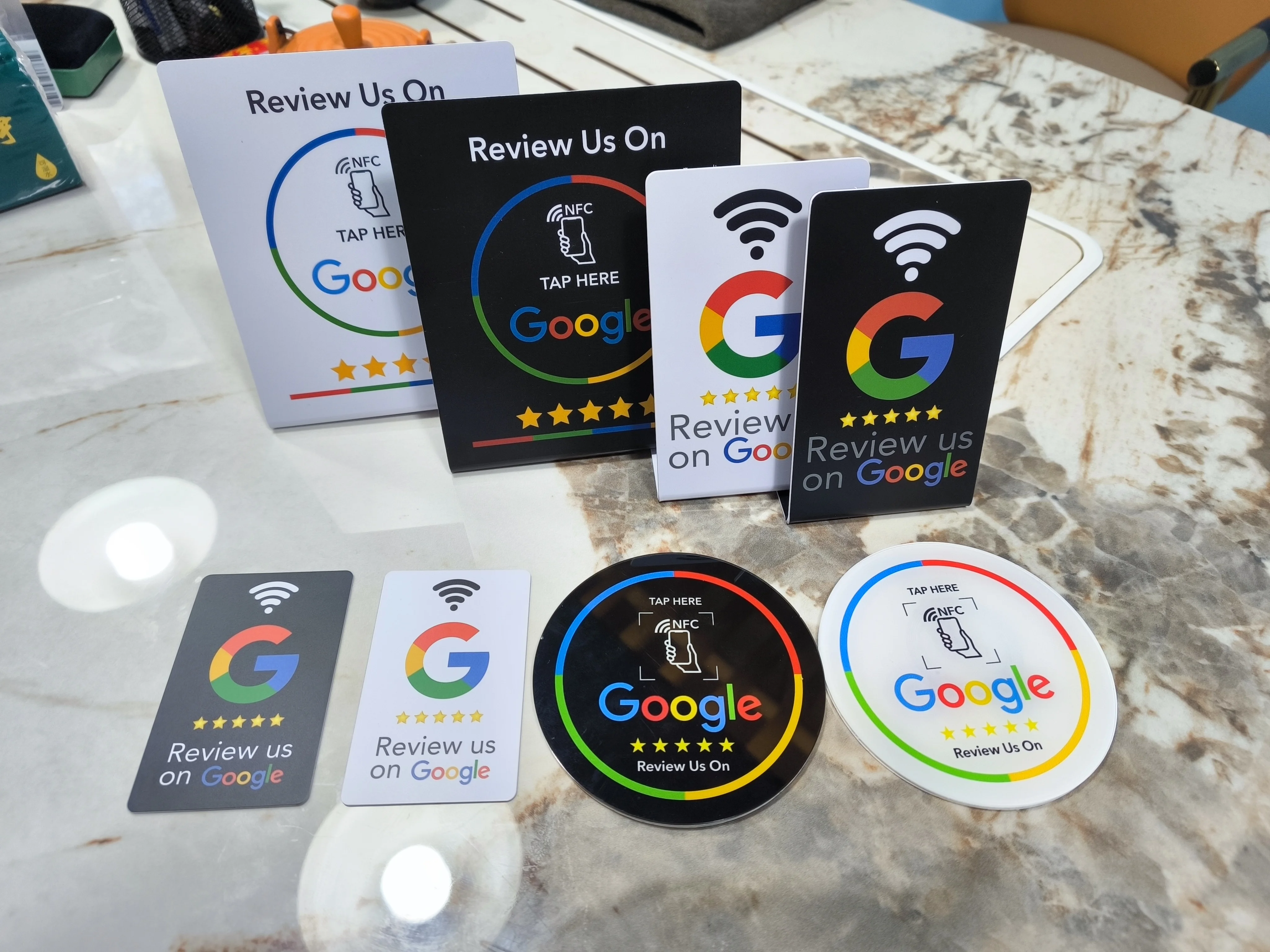 Programmable NFC Card NTAG215 13.56MHz QR Code Editable Tabletop Display Stand Holder for Business Review Collection