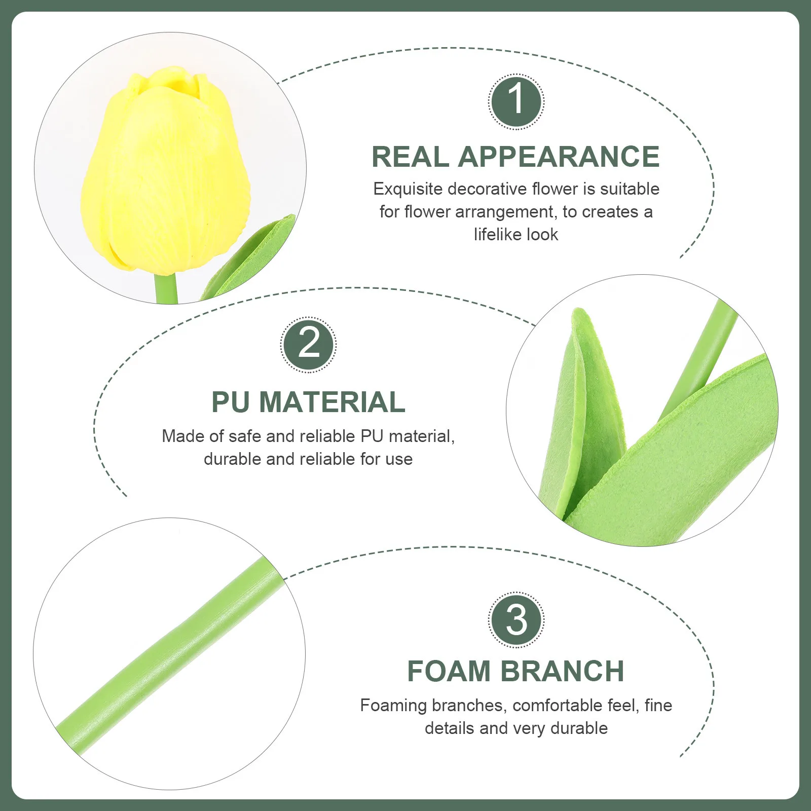 

10 Pcs Artificial Flower Tulip Simulation Faux Tulips Decorate Flowers Decorations Pu