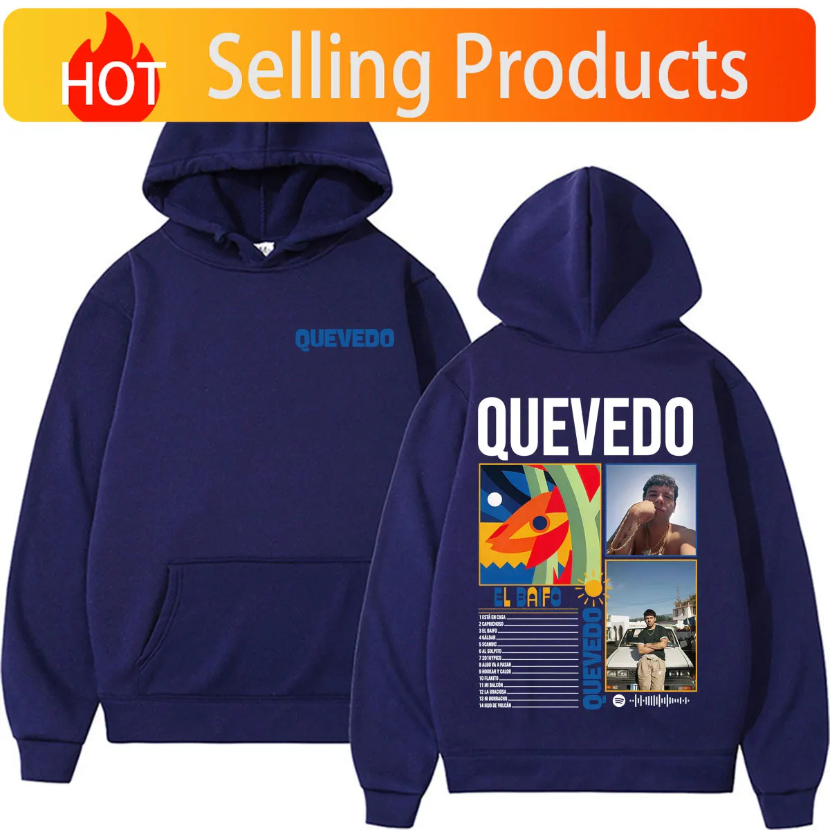 Sudadera con Capucha Gráfica EL BAIFO 2026 del Rapper Quevedo, para Hombre y Mujer, Estilo Harajuku Vintage Gótico, Informal, Cómoda, Holgada