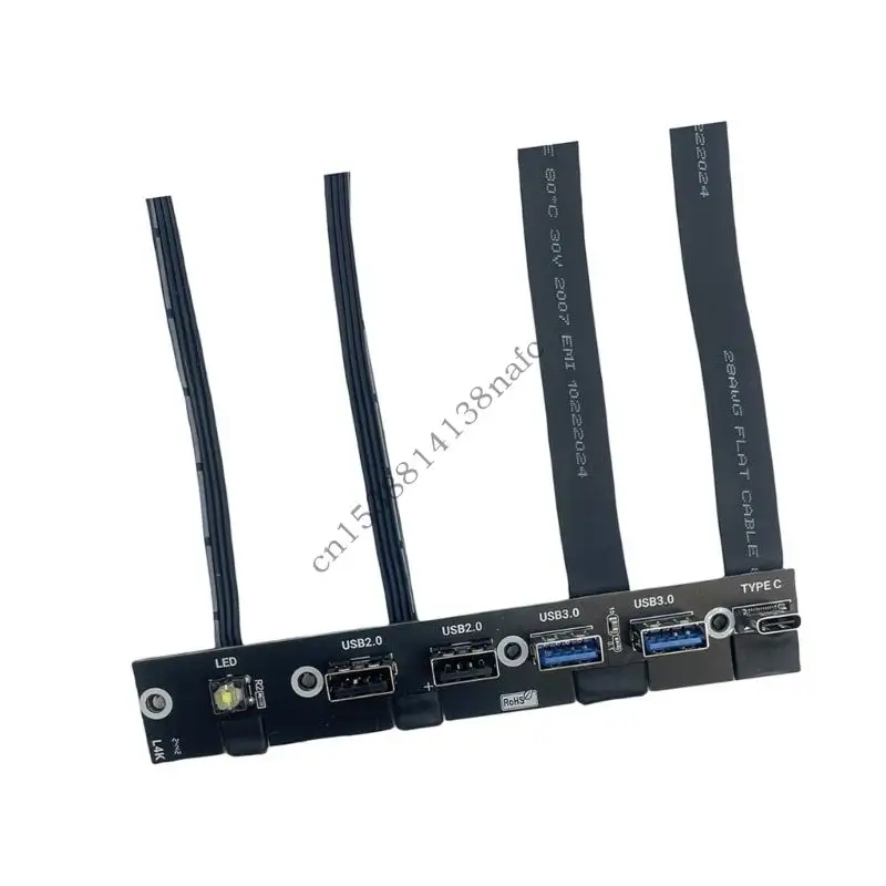 594F Computer Front Expansion Bracket 5 USB Port 20G Type C LED Control Switches