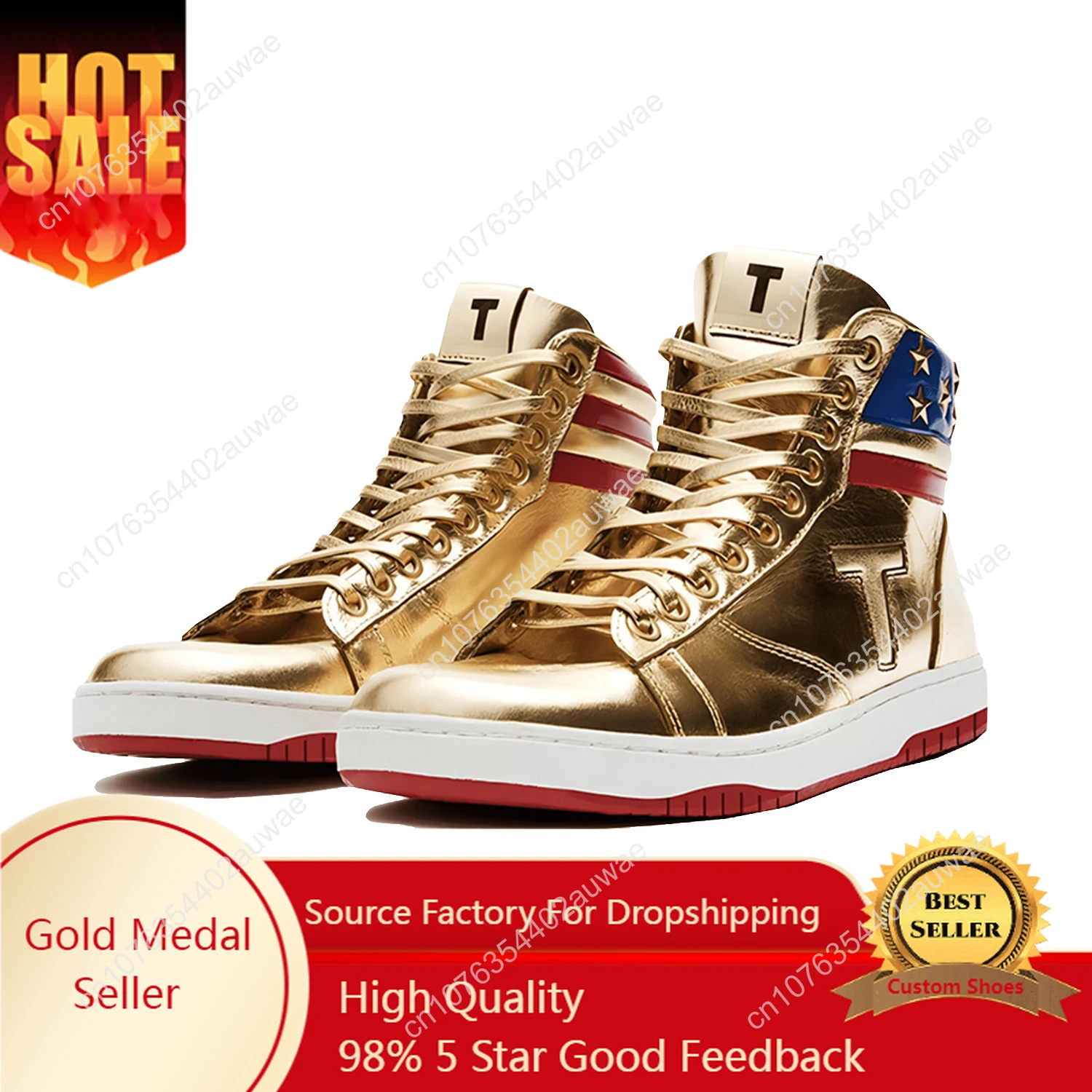 

100% Top Quality Trump Shoes Big Size 47 48 Never Surrender Gold Silvery Gym Sneaker MAGA Donald Mens Casual Boots Road Sneakers