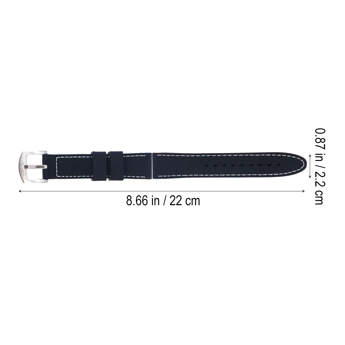 22Mm High End Silicone Watch Band Waterproof Odor Free Soft Seamless Design Comfortable Sport Strap for Daily Fitness Use Black