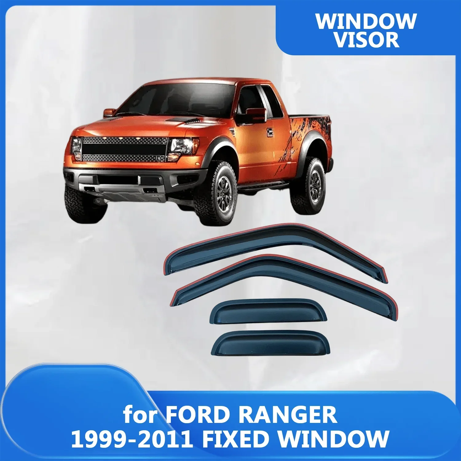 

Window Visor for FORD RANGER 1999 2000 2001 2002 2003 2004 2005 2006 2007 2008 2009 2010 2011 FIXED WINDOW Wind Deflectors Rain