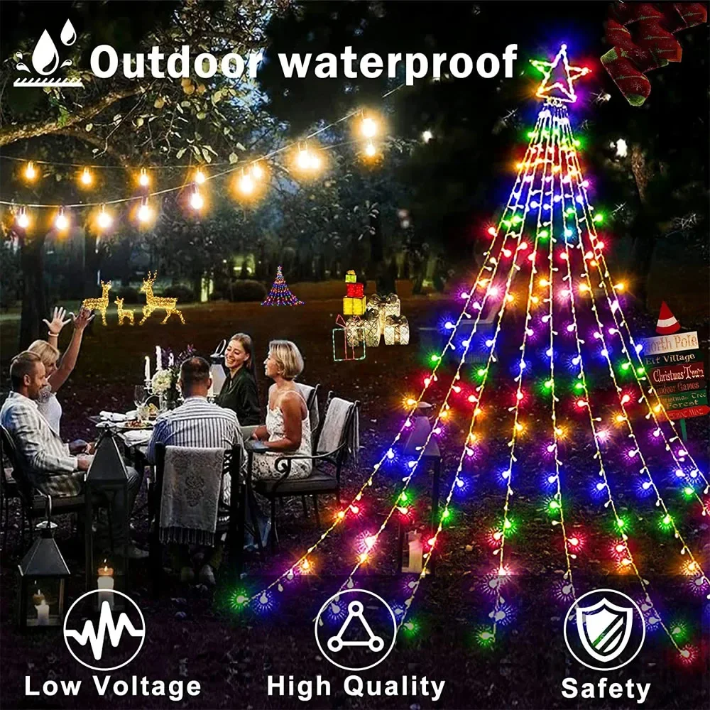 Christmas Decorations 2025 Waterproof Solar Lights LED 8 Modes Tree Light Gift Patio Lights Garden Decor Wedding Yard Porch