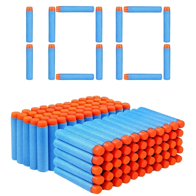 100pcs Sky Blue Solid Round Head Bullets 7.2cm For Nerf Series Blasters Refill Darts Kids Toy Gun Accessories