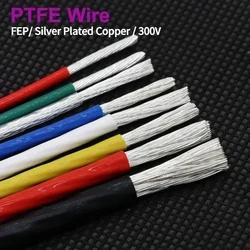 1/5M Silver Plated PTFE Wire FEP Insulated 10/11/13/14/18/20/22/24/25/28/30AWG DIY High Purity OFC Copper Cable For 3D Printer