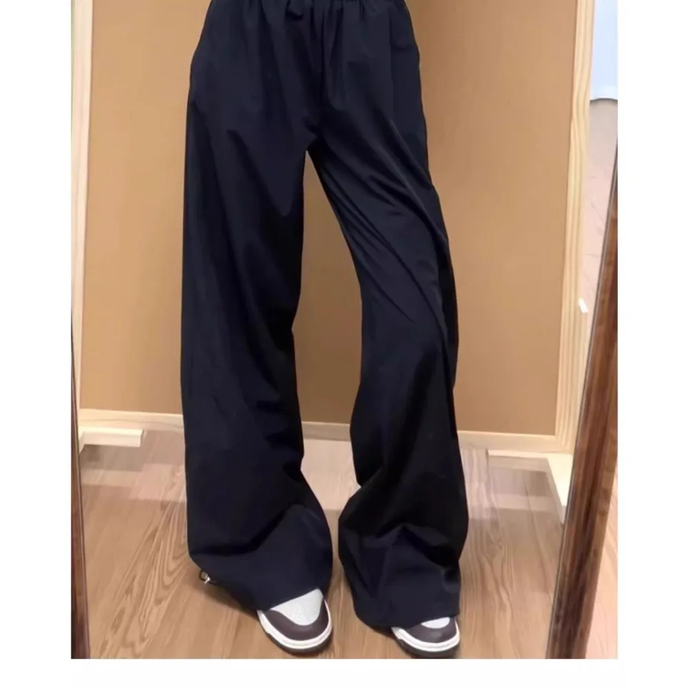 2025 Overalls Women's High-waisted Drape Floor-mopping Wide-leg Pants American Quick-drying Sweatpants Thin