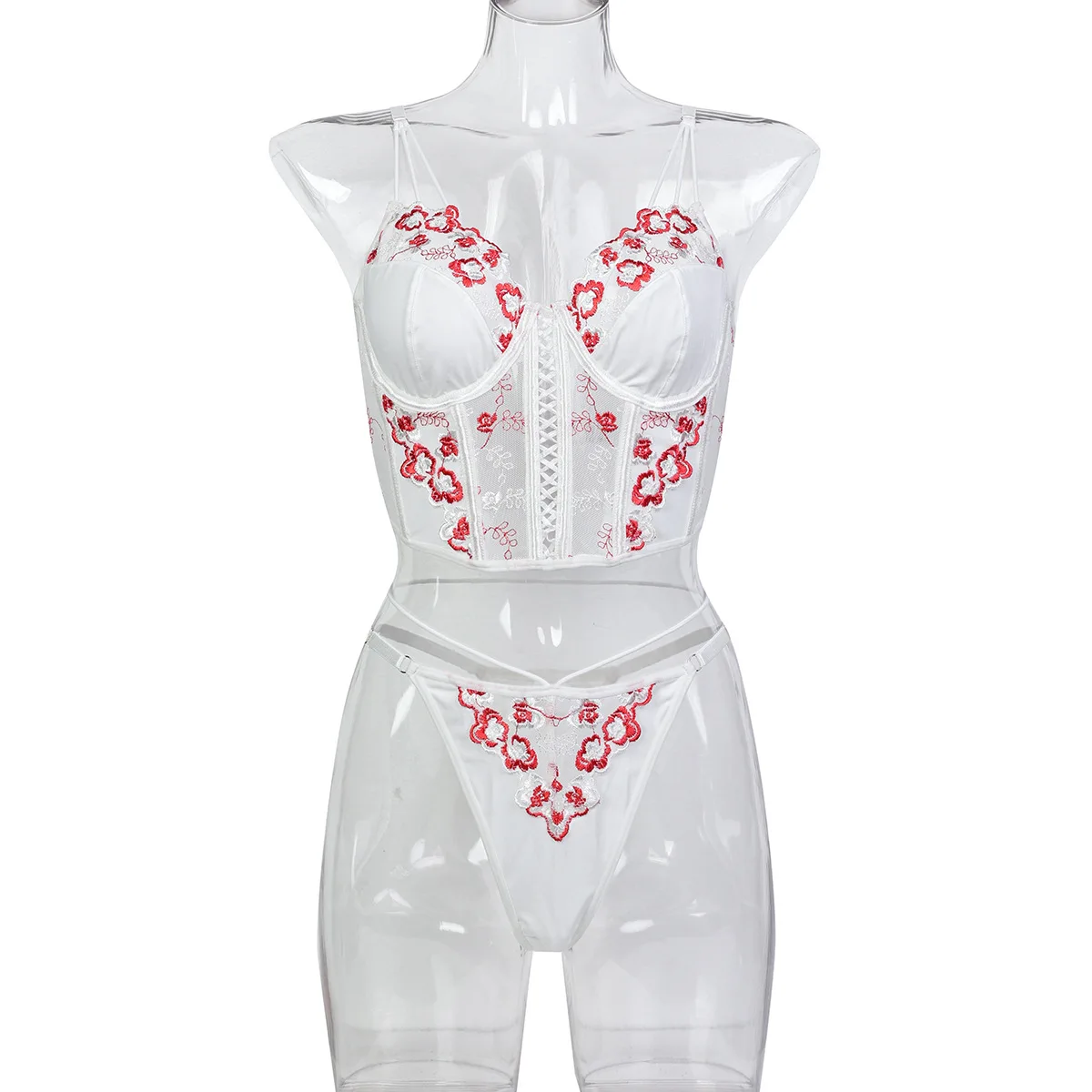 

Women Erotic Underwear Set Embroidery Lingerie G-String Thong Open Bra Perspective Teddy Babydoll Sexy Costumes Outfit Clothes